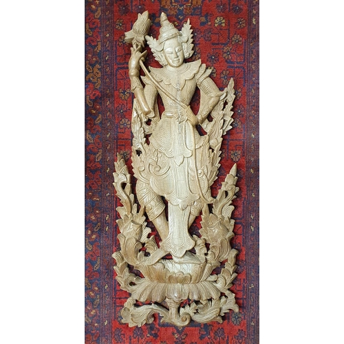 109 - A highly carved Timber Oriental Figure.
H 83 x W 36 cm approx.