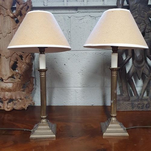 112 - A good pair of Brass Table Lamps. 
H 50 x D 26 cm approx.