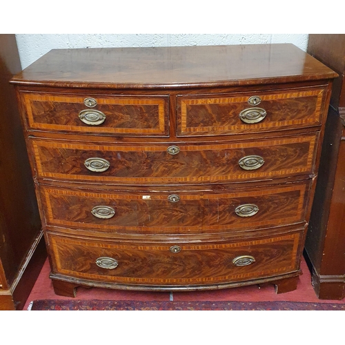 115 - An early 19th Century Mahogany bow fronted Chest of Drawers with satinwood banded inlay.
W 108 D 55 ... 