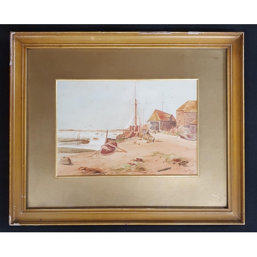 76 - An early 20th Century Watercolour of moored boats By Cecil Pim. 25 x 18 cm approx.