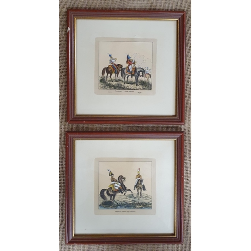 85 - Two Hand Painted Coloured Engravings of Military Gentlemen. 27 x 28 cm approx.