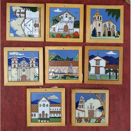 94 - A good set of eight Triton Tiles hand painted in the USA. 19 x 19 cm approx.