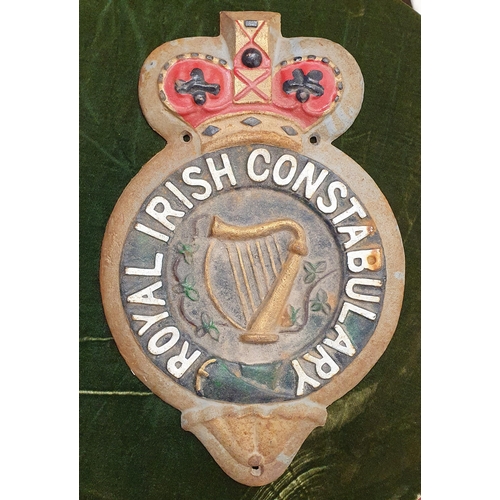 95 - A Good Cast Iron Plaque depicting the Royal Irish Constabulary. H 39 x W 46 cm approx.