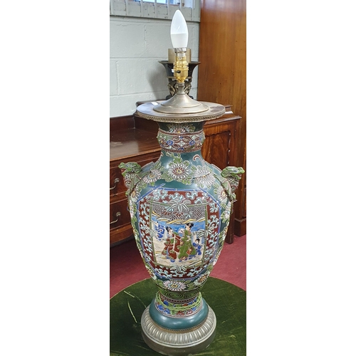 97 - An excellent and impressive pair of late 19th early 20th century Satsuma table Lamps in original con... 