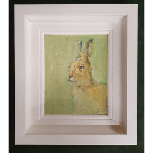 2 - Con Campbell. An Oil on Board 'Irish Hare' signed lower left and verso with frame. 
40 x 35 cm appro... 