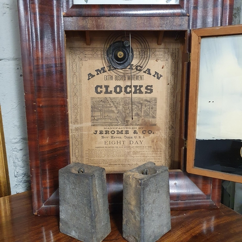 236 - A Good 19th Century American Rectangular Wall Clock with Eglomise panelled door and Rosewood framed.... 