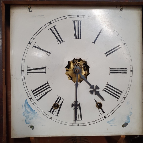 236 - A Good 19th Century American Rectangular Wall Clock with Eglomise panelled door and Rosewood framed.... 