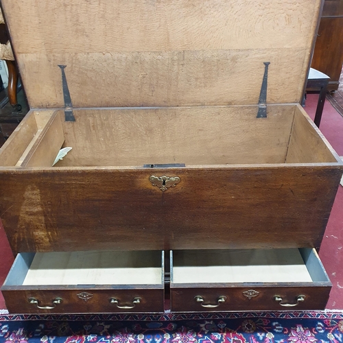 242 - A really good early 19th possibly 18th Century Oak Chest with lift up lid and twin frieze drawer bas... 