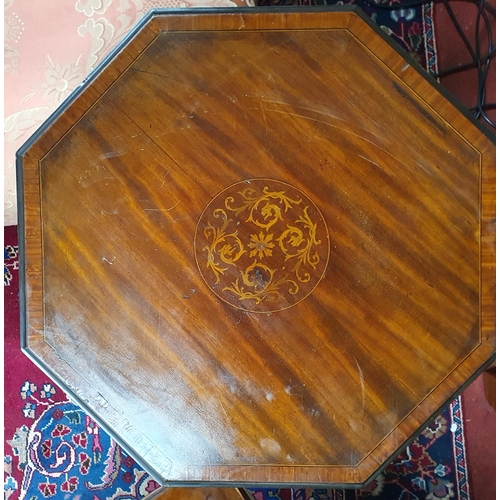 247 - An Edwardian Mahogany and Inlaid Octagonal Side Table on square tapered supports and stretcher base.... 