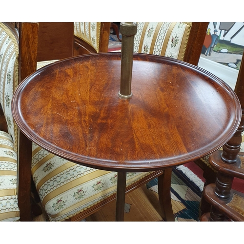 252 - A lovely 20th Century Brass Reading Standard Lamp with adjustable top and mahogany tray top.
H 135 x... 