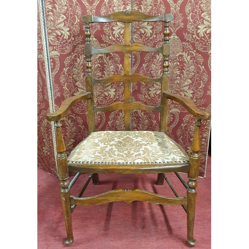 385 - An unusual Arts and Crafts Mahogany bedroom Chair with ladder back.
SH 37 x W 54 x D 47 cm approx.