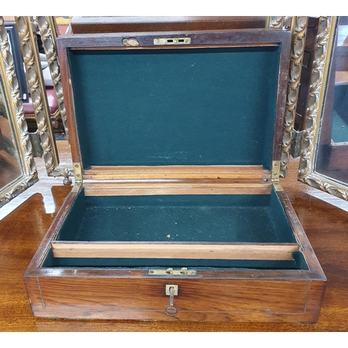 396 - A good 19th Century Rosewood Box with mother of pearl and brass inlay. Lacking interior. H 11 x W 36... 