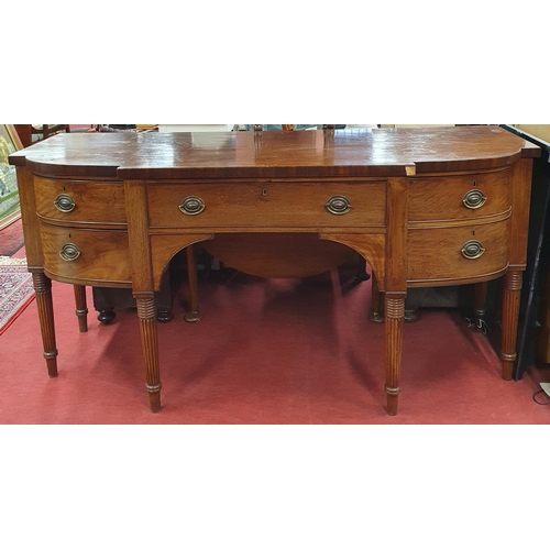 542 - A Superb early 19th Century breakfront Sideboard with reeded turned supports.
H 92 x W 188 x D 69 cm... 