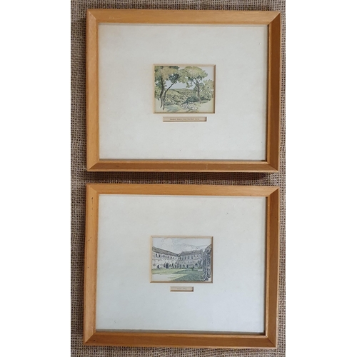 504 - A pair of 19th Century coloured Prints along with a rectangular stool.
Stool H 22 x W 37 x D 27 cm a... 