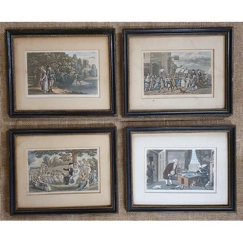 508 - After Ronaldson. A good set of eight hand coloured Engravings of medical scenes in nice ebonised and... 