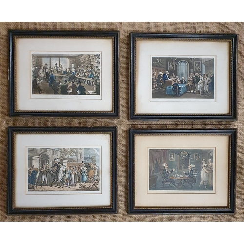 508 - After Ronaldson. A good set of eight hand coloured Engravings of medical scenes in nice ebonised and... 