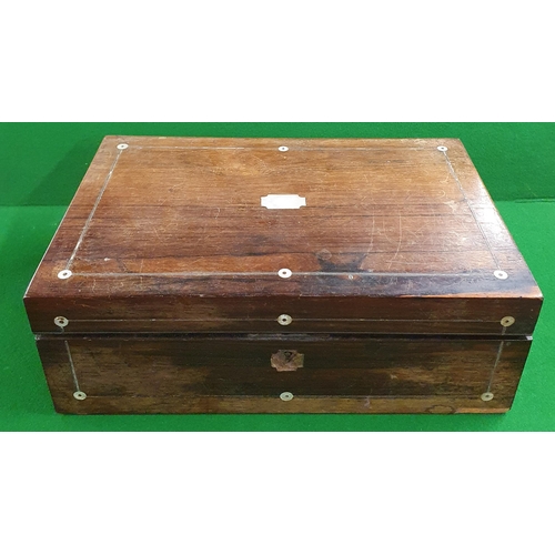 519 - A 19th Century Rosewood and Veneered Box with mother of pearl inlaid detail along with an early 20th... 