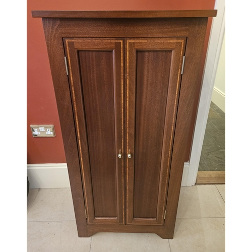 178 - A Reproduction Mahogany and Inlaid two door Cabinet of narrow proportions.
W 58 x D 38 x H 117 cm ap... 