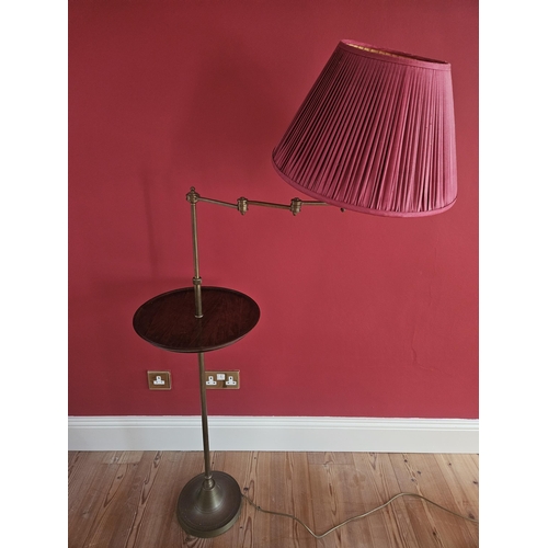 252 - A lovely 20th Century Brass Reading Standard Lamp with adjustable top and mahogany tray top.
H 135 x... 