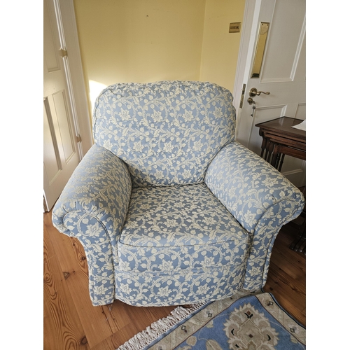 378 - A good pair of duck egg blue damask style upholstered Armchairs of really good quality. From the dra... 