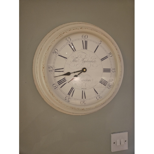 52 - A 20th Century Painted Wall Clock by Theo Applewhite London, with Quartz movement. H37 x D 37 cm app... 