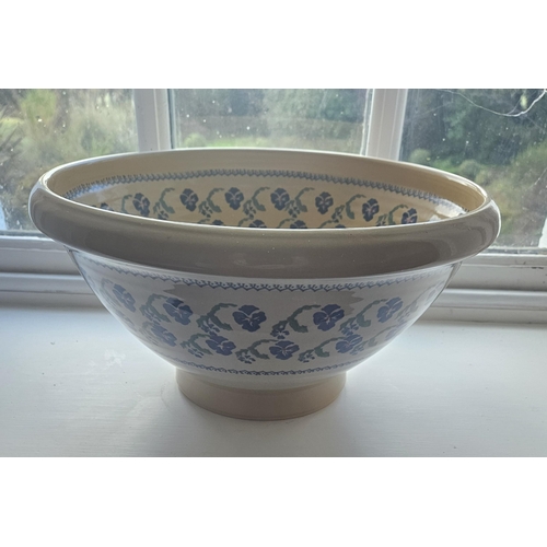 536 - A large Nicholas Mosse Pottery Bowl decorated with violets.
H 18 x D 36 cm approx.