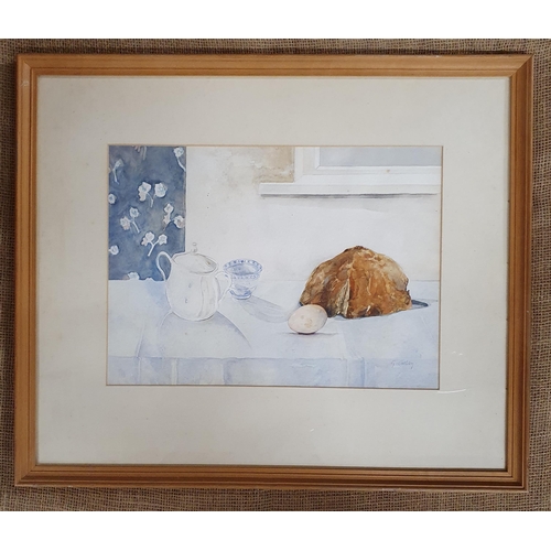 585 - Gerard Casey still life of 'Bread on a Table Setting' signed LR.
Gerard Casey is a Kilkenny born Art... 