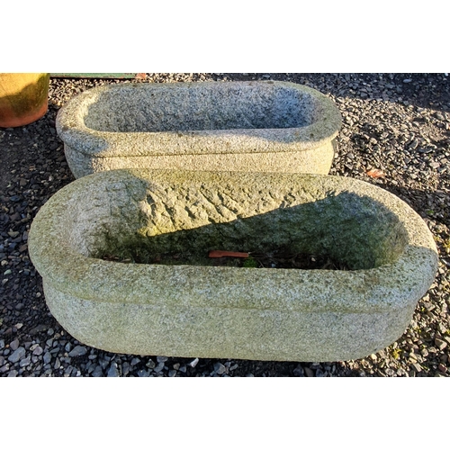 1061 - Two very good Granite Troughs.
H 30 x W 80 x D 35 cm approx.