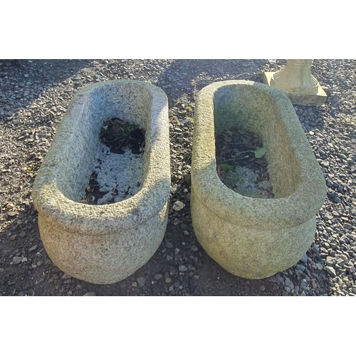 1061 - Two very good Granite Troughs.
H 30 x W 80 x D 35 cm approx.