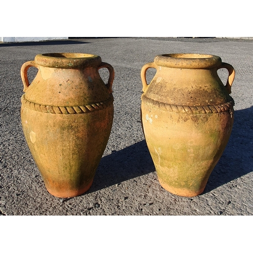 1062 - Two large Urn shaped Terracotta garden Pots. H 62 x  D 42 cm approx.