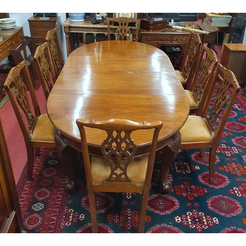 1090 - An early 20th Century Mahogany Dining Suite consisting of a D end dining Table and eight Chippendale... 