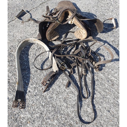 1096 - A pair of 19th Century Hames along with a very very large selection of horse tack.