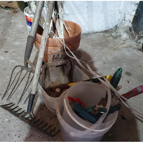 1095 - Two vintage hand Pumps along with two pairs of jump Leads and four 19th Century and later meat platt... 