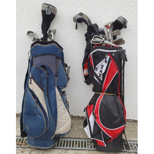 483 - Two Golf bags with a good selection of Clubs and a tub of Golf Balls.