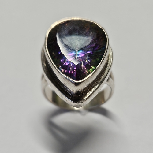 408 - A large Silver and mystic Topaz Ring, size L1/2.