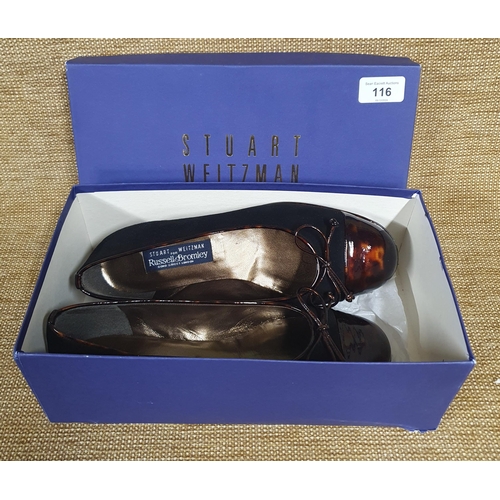 116 - A pair of Ladies Shoes by Stuart Weitzman for Russell & Bromley London. Black Suede. 
Pre-owned, as ... 