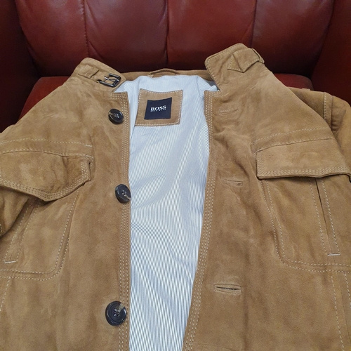 158 - A Hugo Boss men's Jacket. Tan soft Suede, size 52. Pre-owned, excellent condition. Retails at €500.