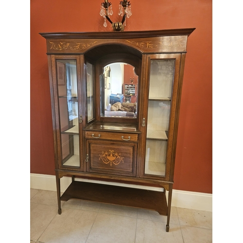 91 - A Fantastic Edwardian Mahogany and Inlaid Display Cabinet with twin glazed doors flanking a central ... 