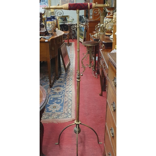 179 - A good 19th Century Brass Pole Stand for birds of Prey on quatrefoil base. H 141 x D 54 cm approx.