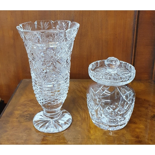 220 - Two Waterford Crystal Items to include a vase, jam pot with lid 1970/1980 with original boxes and ne... 