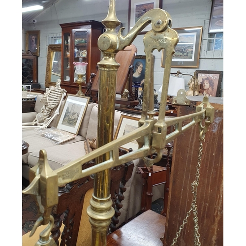 267 - A good early 19th Century Brass Postal Scales on a hardwood base.
H 70 x W 62 cm approx.