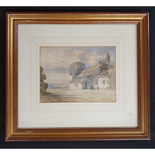 278 - A 19th Century Watercolour of a thatched cottage with name verso, John Callow.
17 x 23 cm approx.