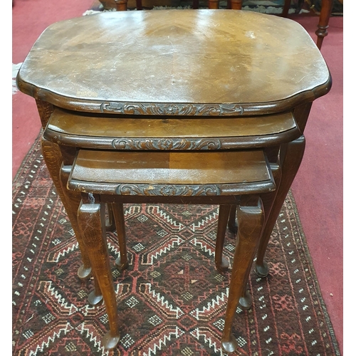 306 - An early 20th Century Mahogany and Veneered Nest of three Tables.
H 52 x W 39 cm approx.