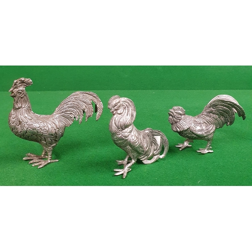 311 - A good group of Silver Plated Cockerels.
Tllest H 10 cm approx.