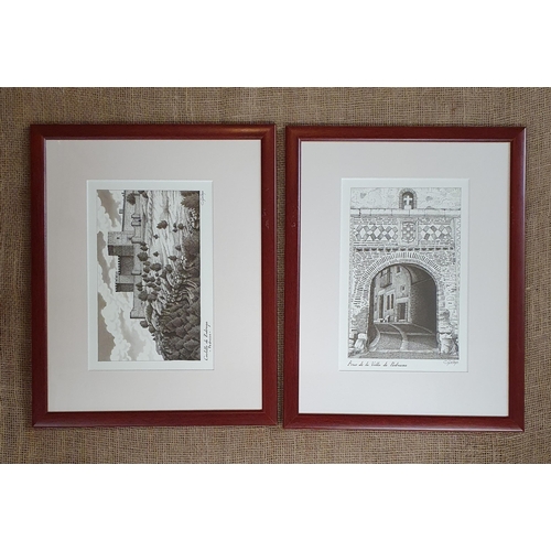 356 - A set of four Architectural Etchings after C.Gallego. H 45 x W 35 cm approx.