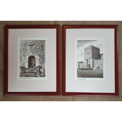 356 - A set of four Architectural Etchings after C.Gallego. H 45 x W 35 cm approx.