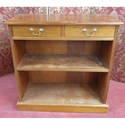 386 - A reproduction Mahogany Open Shelves of neat size with twin frieze drawer.
H 77 x W 76 x D 63 cm app... 