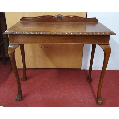 949 - A 20th Century Oak Side Table with carved cabriole supports along with a set of four Victorian walnu... 