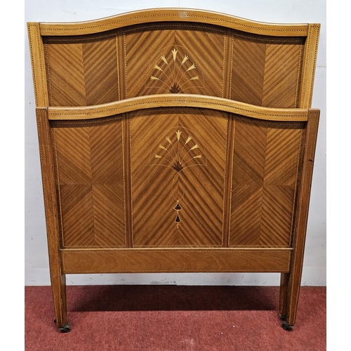 967 - An Edwardian Inlaid large single head and footboard with no rails.
H 140 x W 108 cm approx.