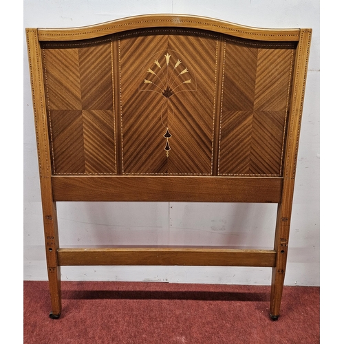 967 - An Edwardian Inlaid large single head and footboard with no rails.
H 140 x W 108 cm approx.